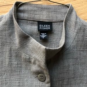 Eileen Fisher Cotton Linen Blend Olive Work Jacket